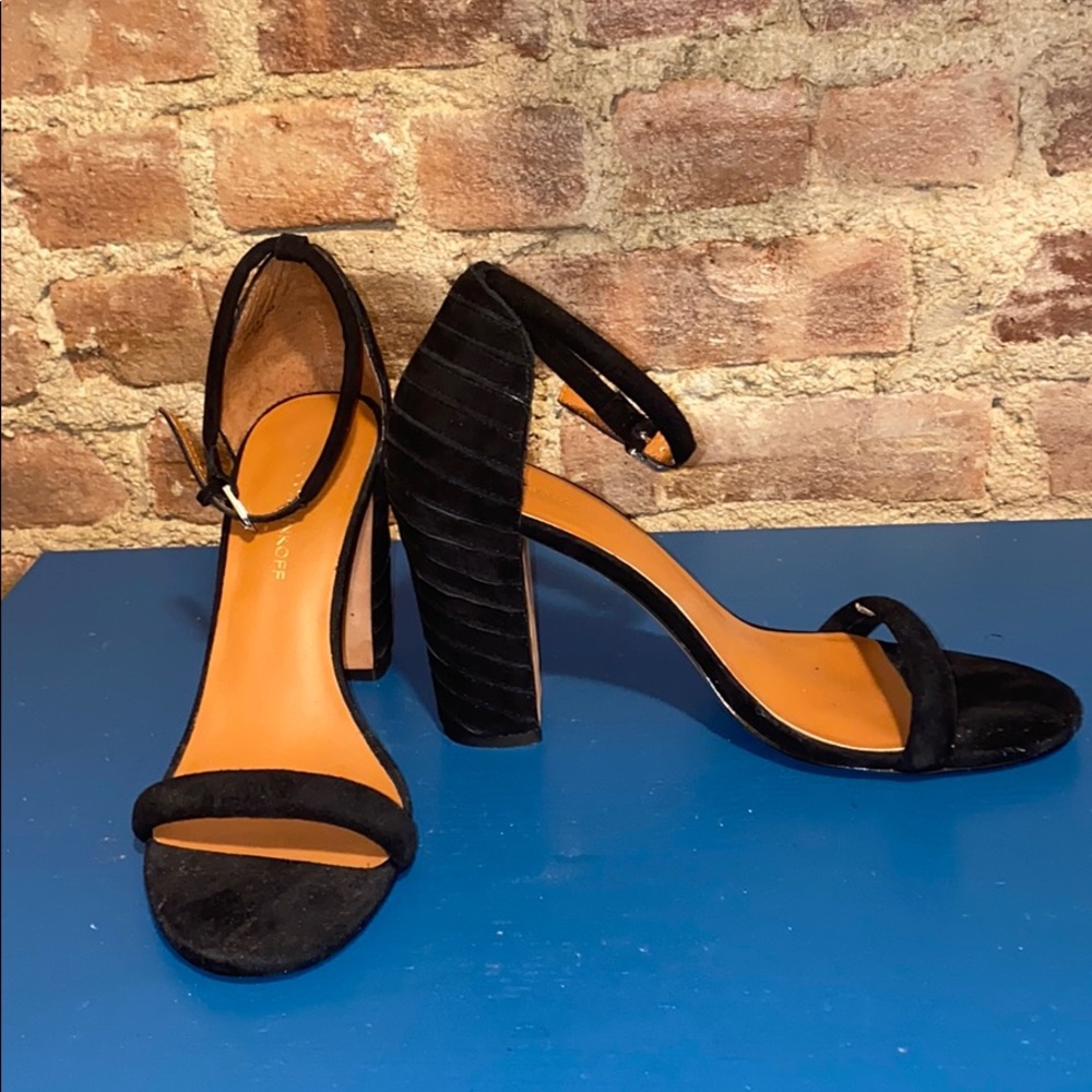 Rebecca Minkoff Suede Mali Block Heel Sandals